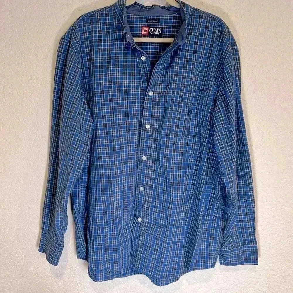 Hollister California Stretch Men’s Cotton Blue White Plaid Button Down Shirt XL